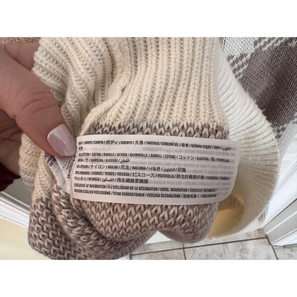 Abercrombie & Fitch Buffalo Check Sleeveless Sweater Dress Large Petite Cream - Picture 5 of 7